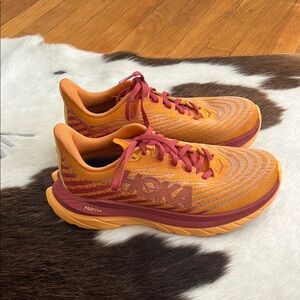 Hoka Vibrant Orange and Red Sneakers